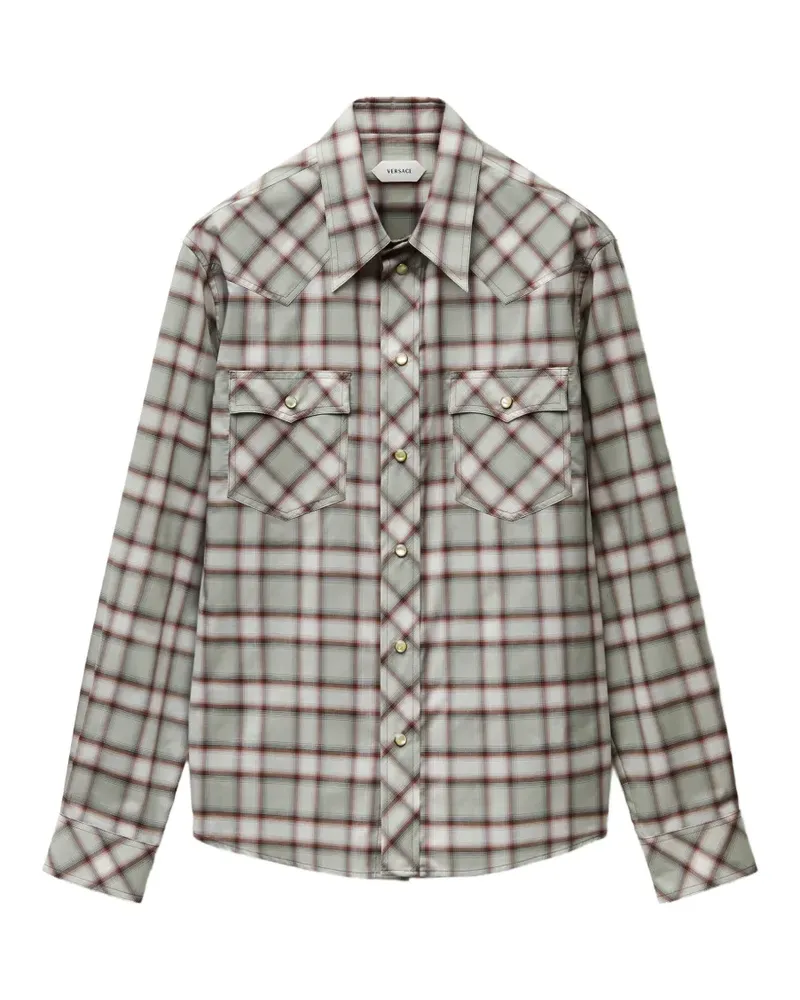 Versace check-print western-yoke shirt - Grün Grün