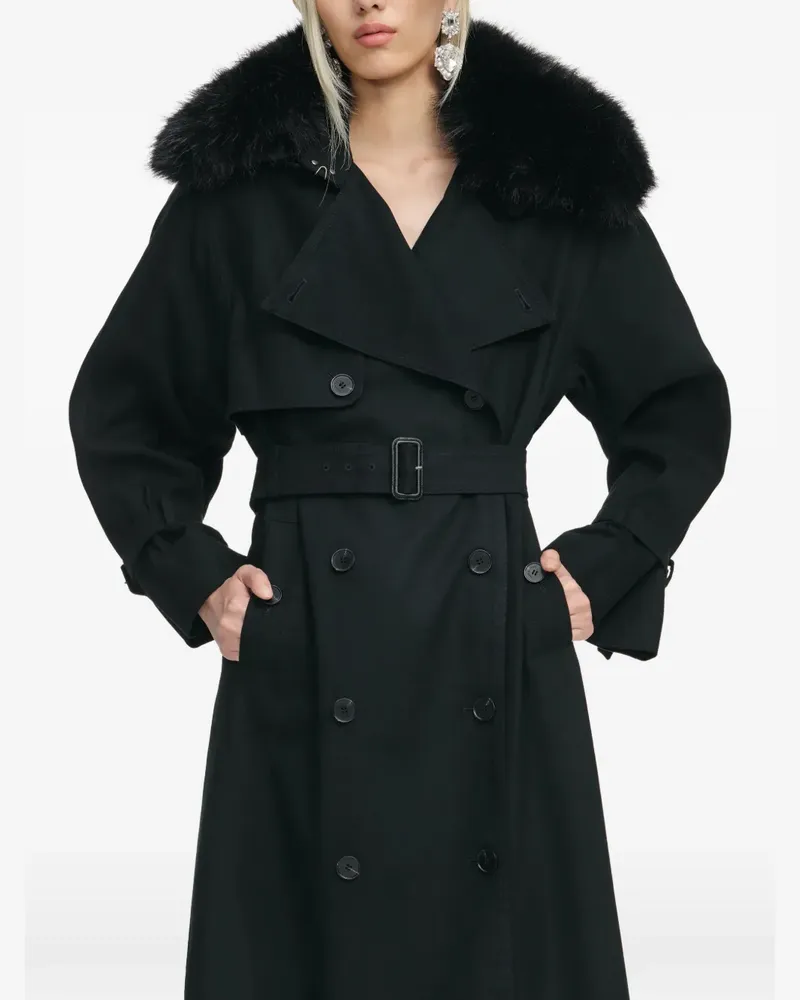 Self-Portrait belted trench coat - Schwarz Schwarz