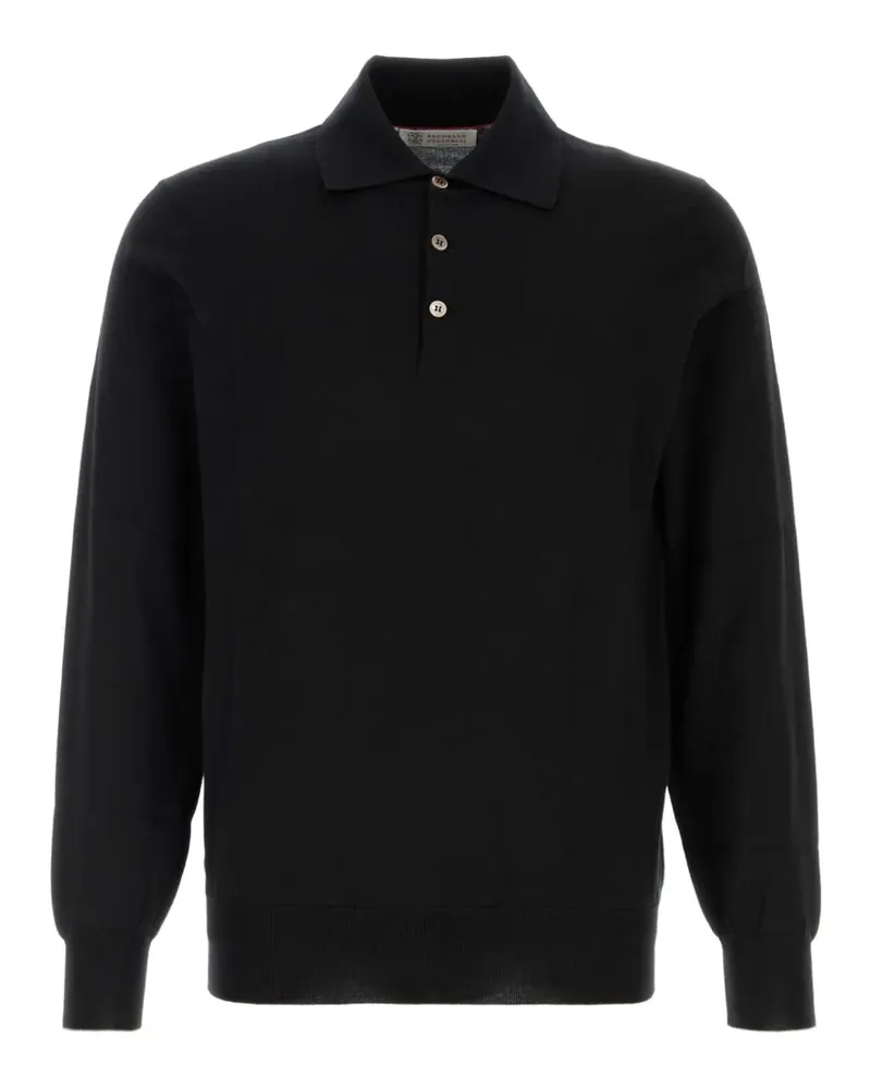 Brunello Cucinelli long-sleeved cotton polo shirt - Schwarz Schwarz