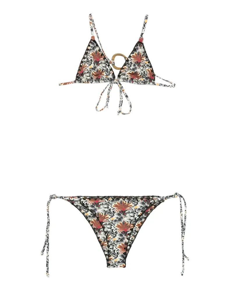 Anjuna Bikini mit Blumenprint - Schwarz Schwarz