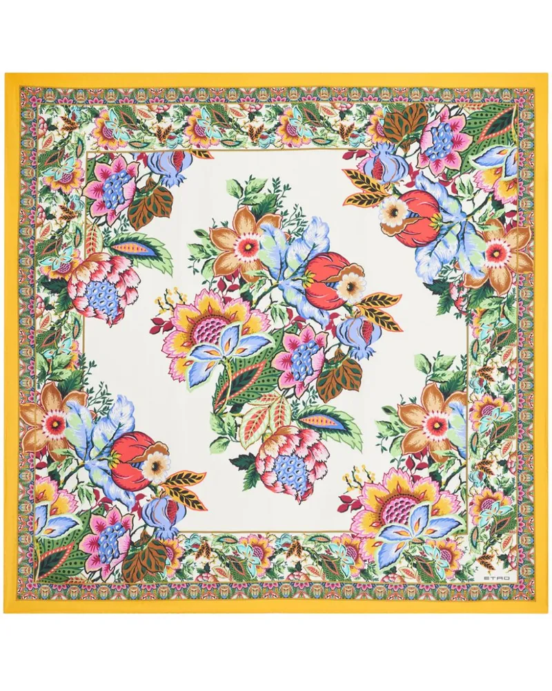 Etro Seidenschal mit Bouquet-Print - Gelb Gelb