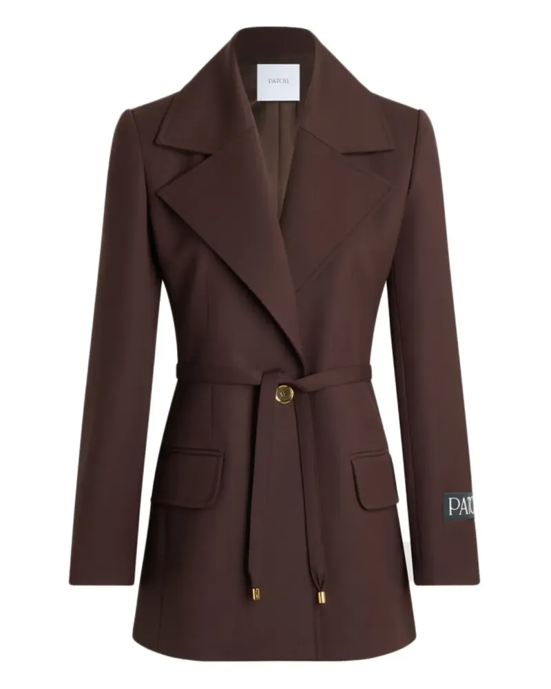 Patou Einreihige Jacke mit Gürtel - Braun Braun