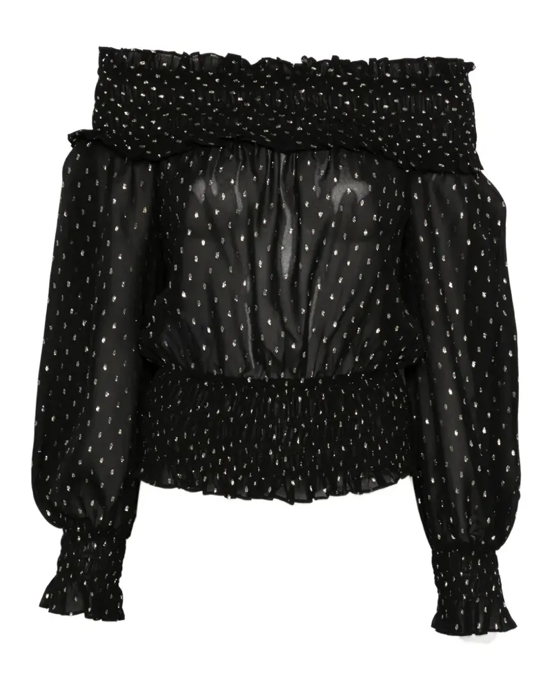 Self-Portrait Langarmshirt mit Spitzendetails - Schwarz Schwarz