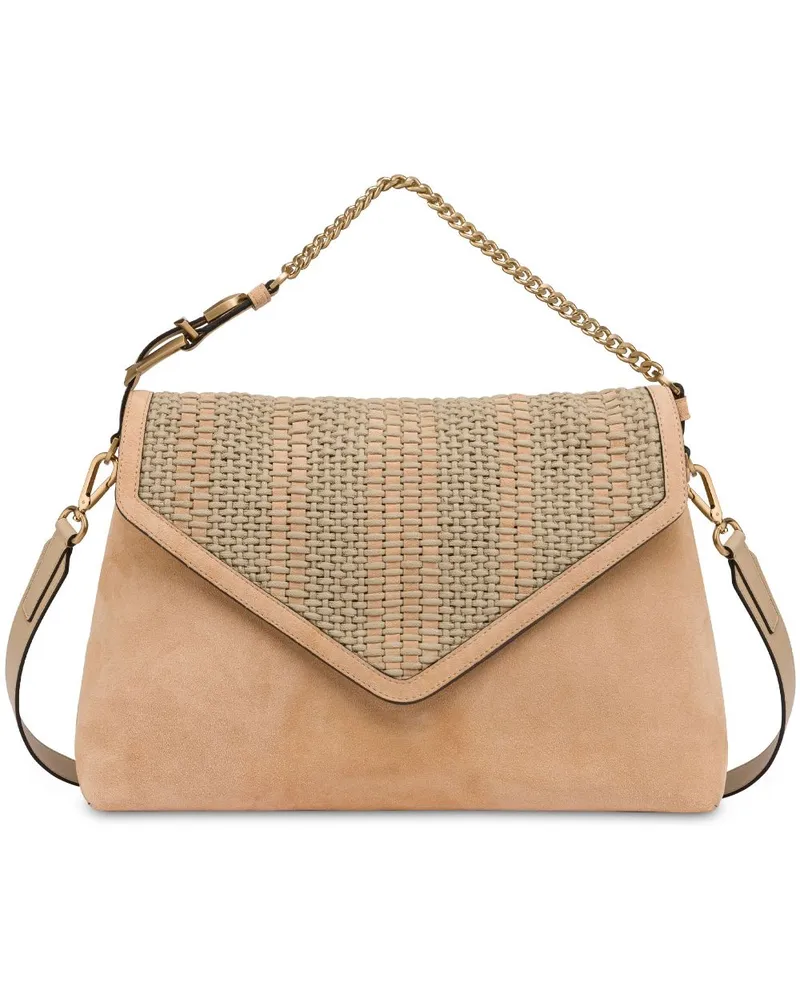 Alberta Ferretti Schultertasche mit Webmuster Nude