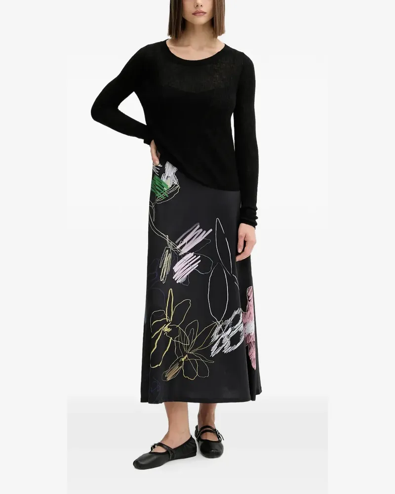 Desigual floral print slip midi dress (set of two) - Schwarz Schwarz