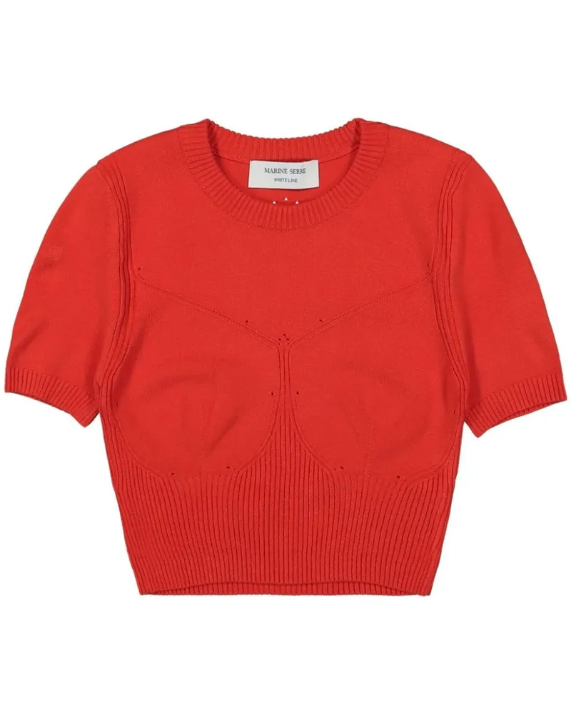 Marine Serre Gestricktes Cropped-Oberteil - Rot Rot