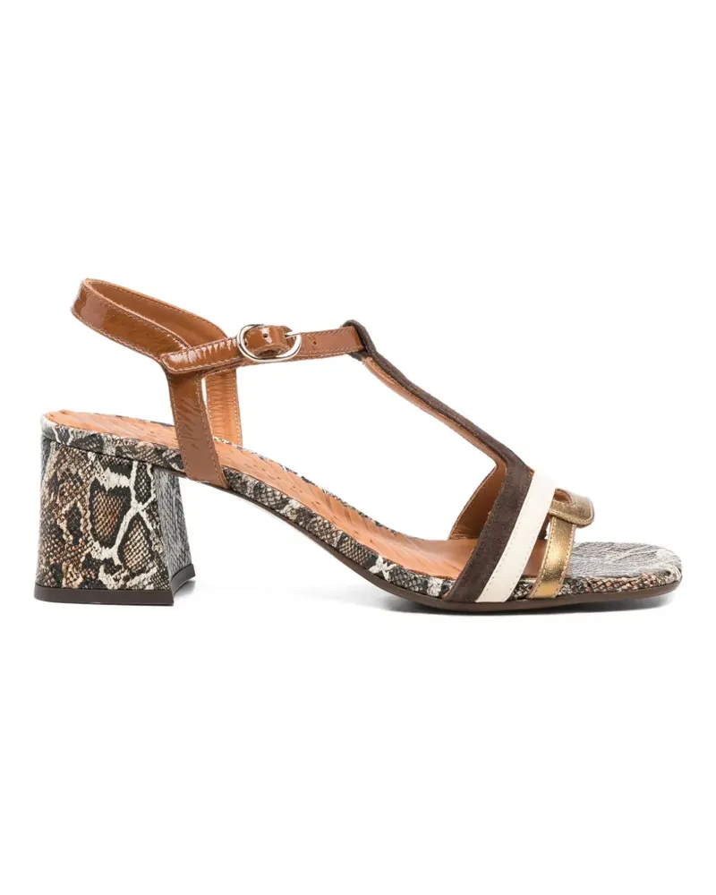 Chie Mihara Liluce snakeskin-effect T-bar sandals - Braun Braun