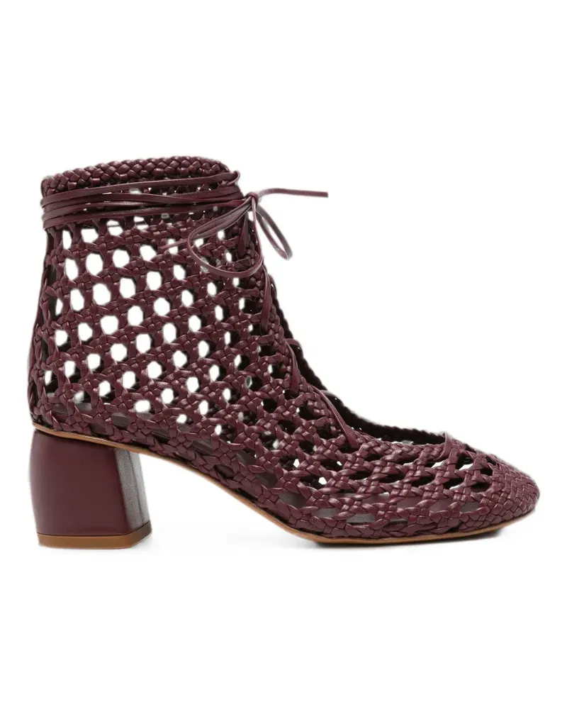 forte_forte woven lace-up ankle boots - Rot Rot
