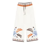 Hose mit Kordelzug und Print - Nude