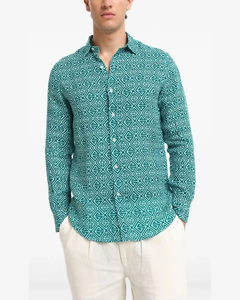 PENINSULA geometric-print shirt - Blau Blau