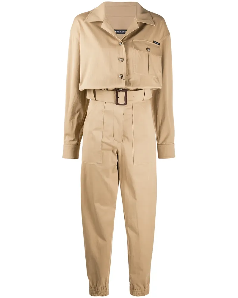 Dolce & Gabbana Jumpsuit mit Logo-Patch - Nude Nude
