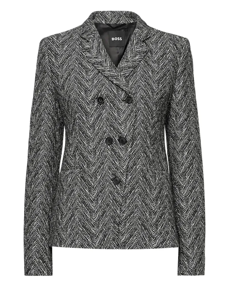 HUGO BOSS double-breasted herringbone-pattern jacket - Grau Grau