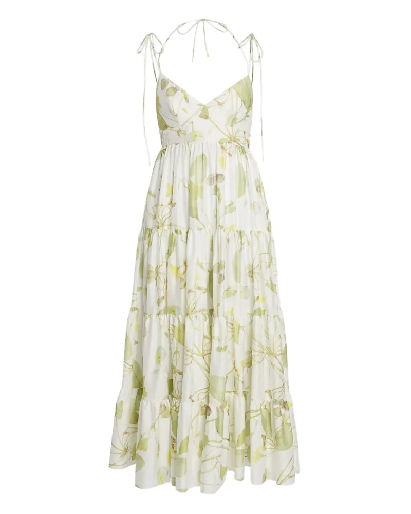 Erdem Maxikleid mit Blatt-Print - Weiß Weiß