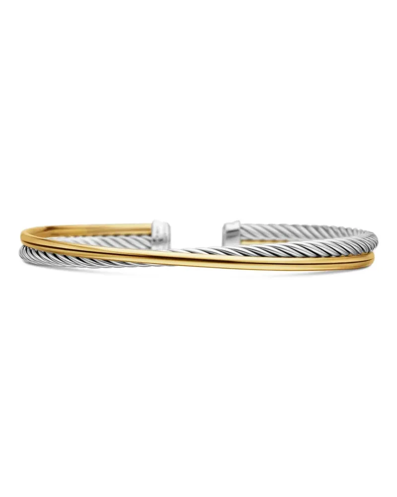 David Yurman 18kt Crossover Gelbgold- und Sterlingsilberarmband (3mm Silber