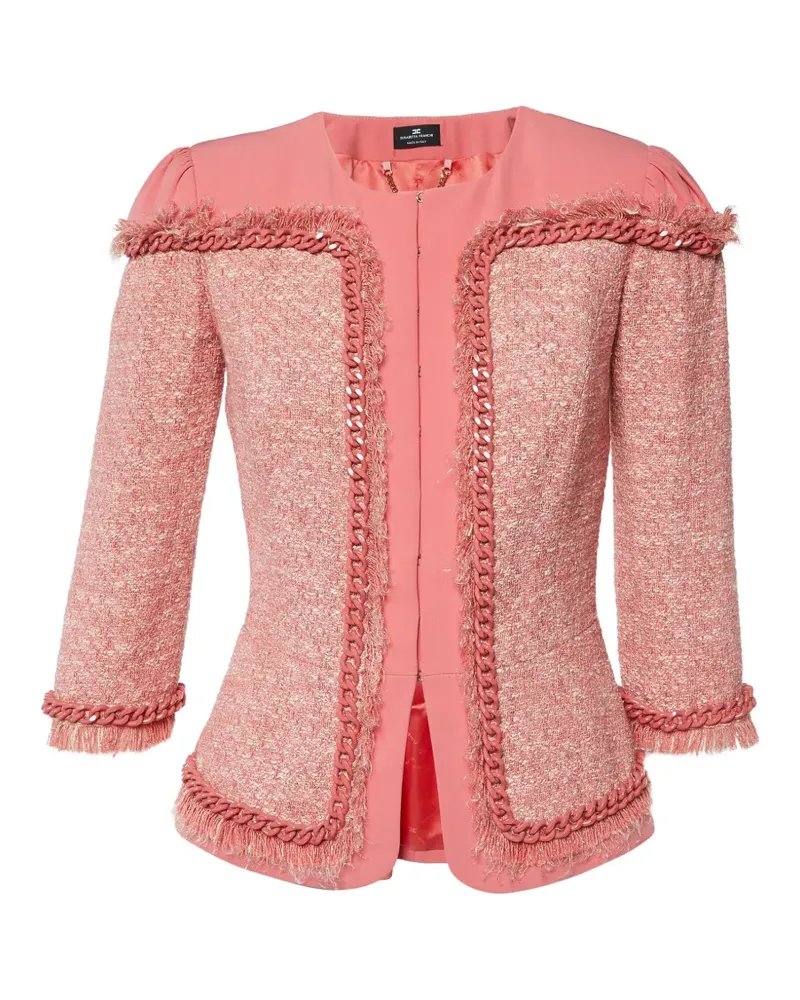 Elisabetta Franchi tweed crepe chain-detail jacket - Rosa Rosa