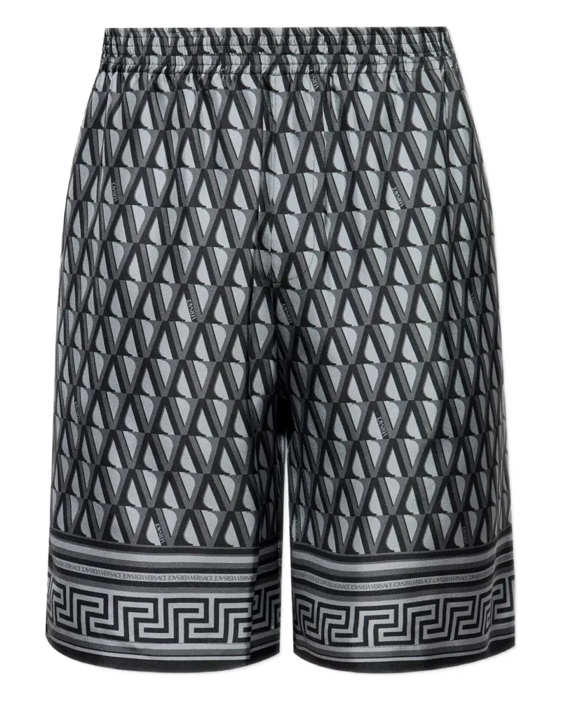 Versace Greca-trim silk shorts - Grau Grau