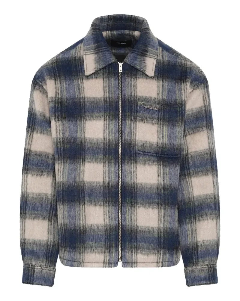 WE 11 DONE check-pattern zip-up shirt - Blau Blau
