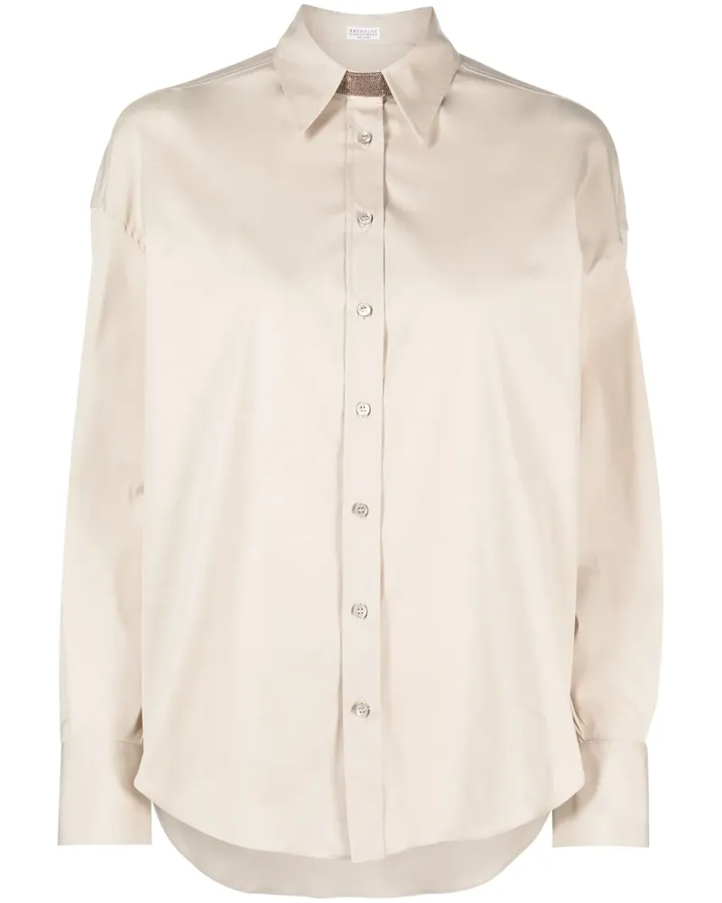 Brunello Cucinelli Gestreiftes Hemd mit Monili-Detail - Nude Nude