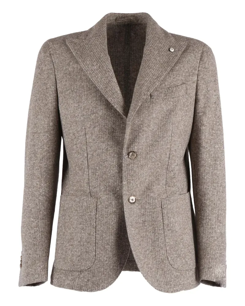 Luigi Bianchi Mantova textured pocket blazer - Braun Braun