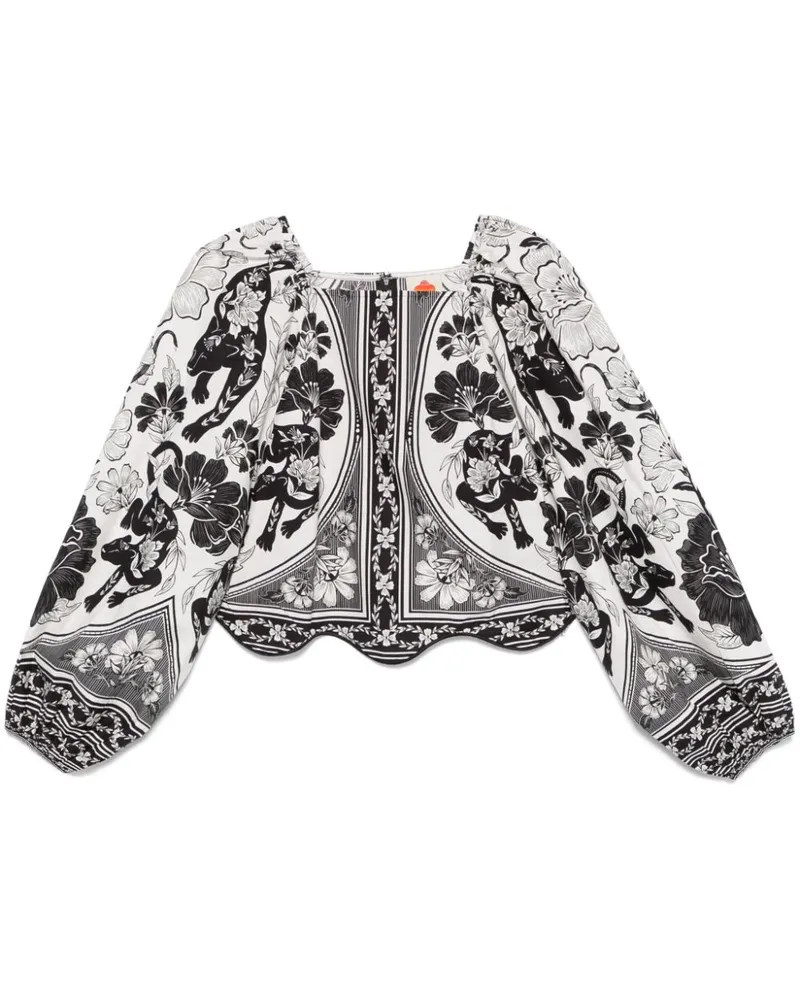 FARM Rio Flower Leopard Bluse - Weiß Weiß