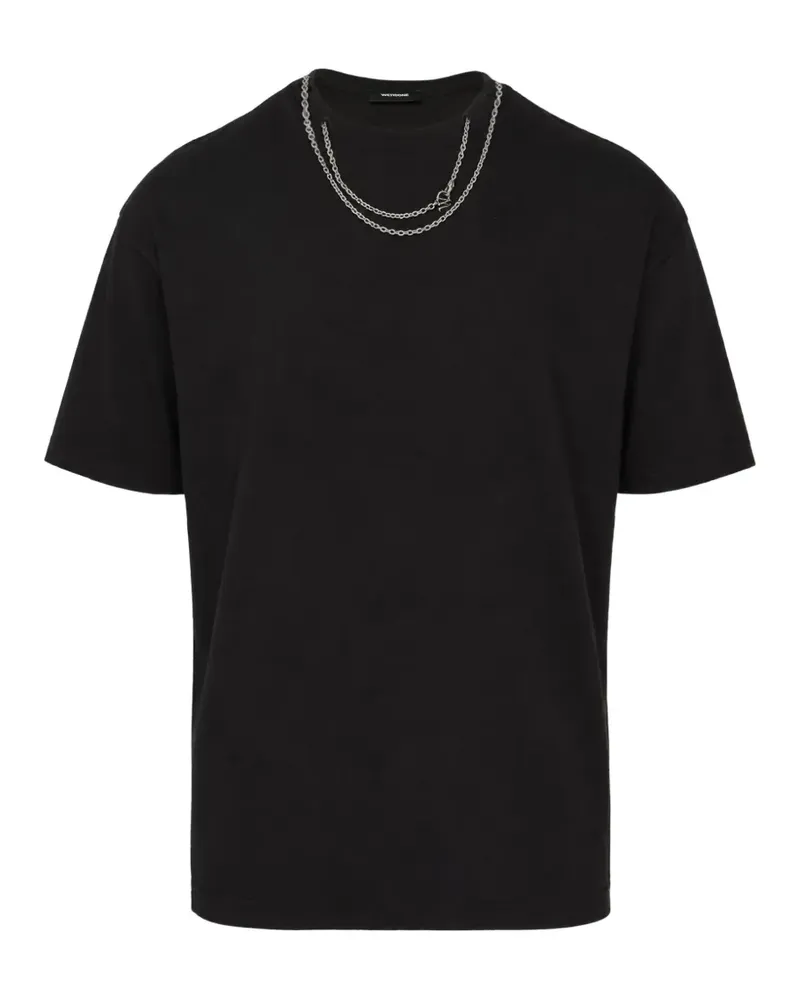 WE 11 DONE T-Shirt mit Kettenverzierung - Schwarz Schwarz