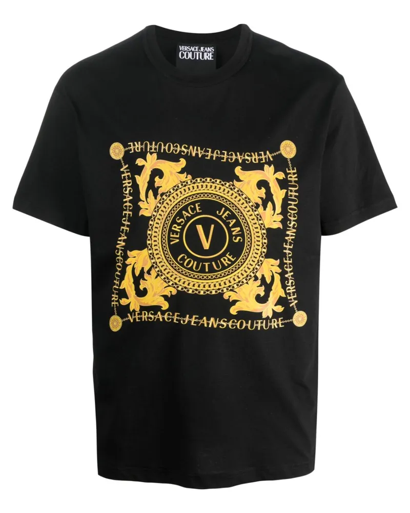 Versace Jeans T-Shirt aus Bio-Baumwolle mit Print - Schwarz Schwarz