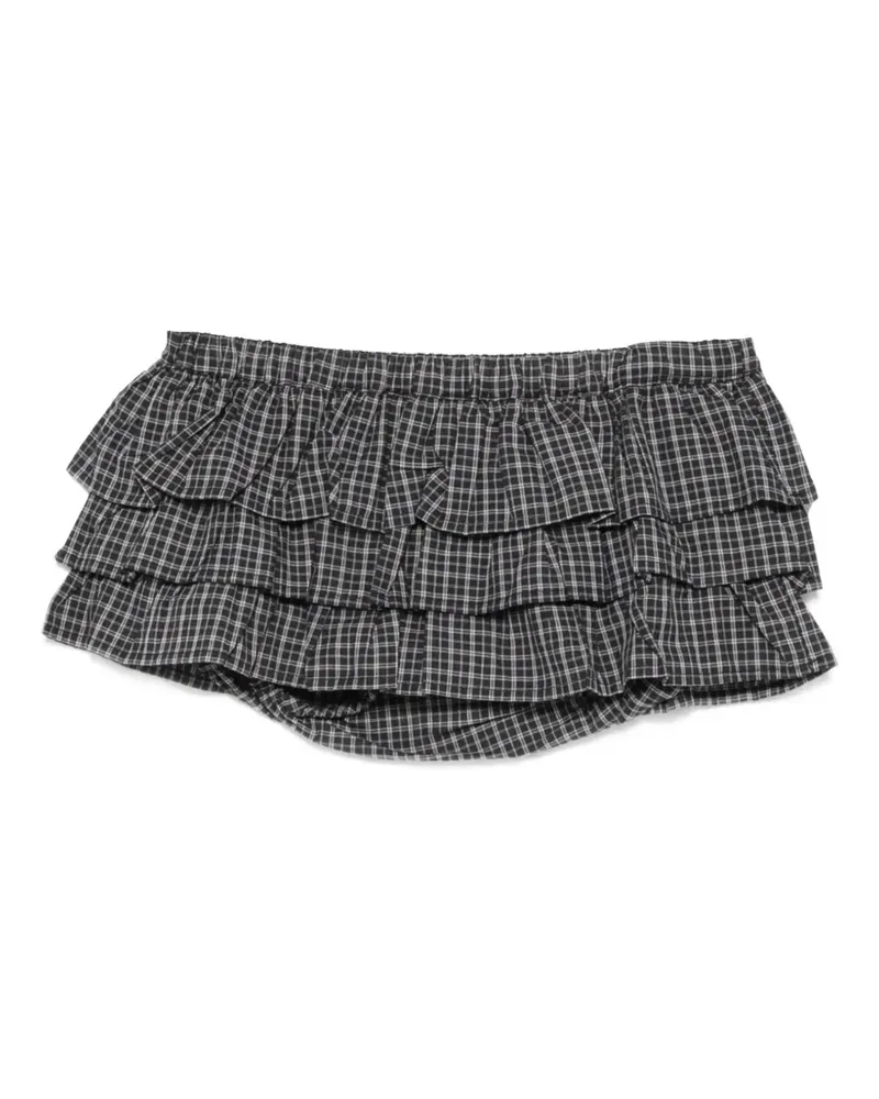 GIMAGUAS Karierte Shorts mit Rüschen - Schwarz Schwarz