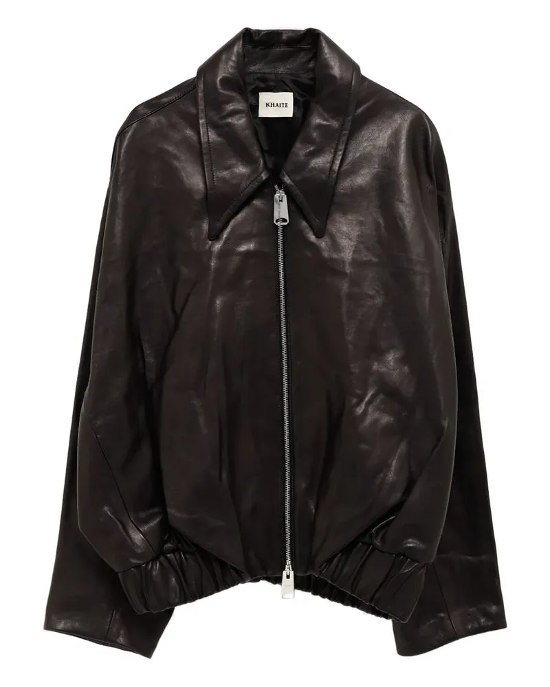 KHAITE ruched-hem lambskin jacket - Schwarz Schwarz