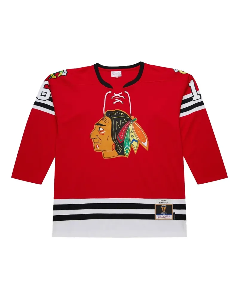 Mitchell & Ness 1960 Chicago Blackhawks T-Shirt aus dunklem Hockey-Jersey - Rot Rot