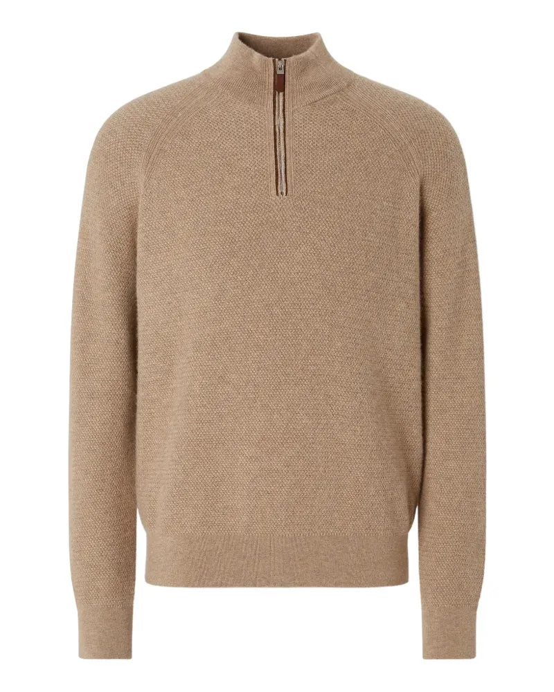 Ermenegildo Zegna Melierter Oasi Pullover aus Kaschmir mit Reißverschluss - Nude Nude
