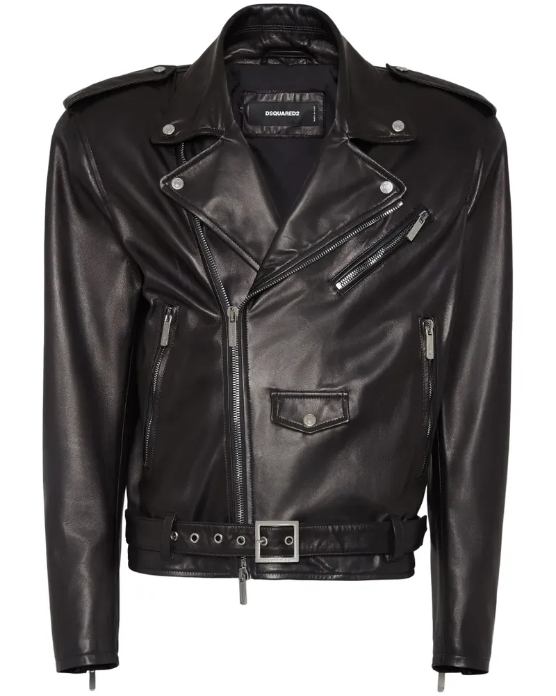 Dsquared2 Lederjacke mit Reißverschluss - Schwarz Schwarz