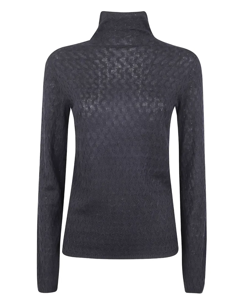 Seventy Gemusterter Rollkragenpullover - Schwarz Schwarz