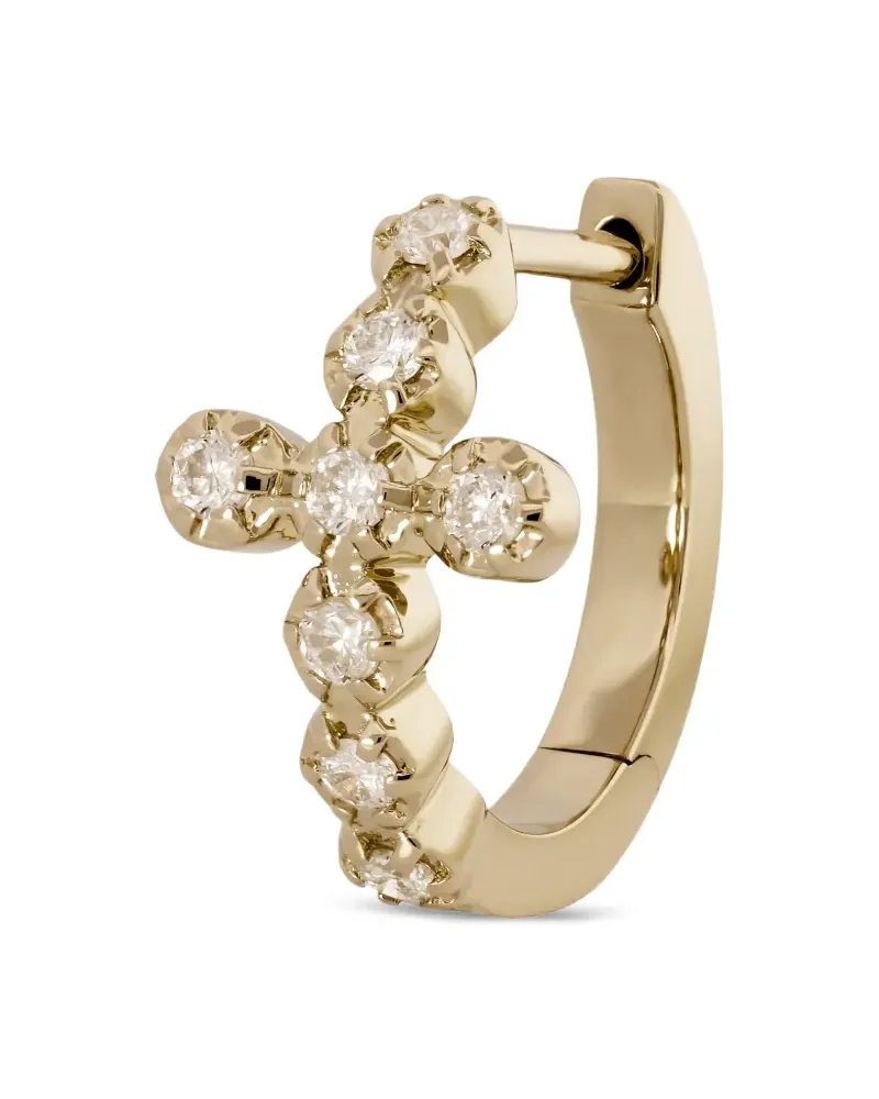 Jacquie Aiche 14kt Cross Gelbgoldcreole mit Diamanten Gold