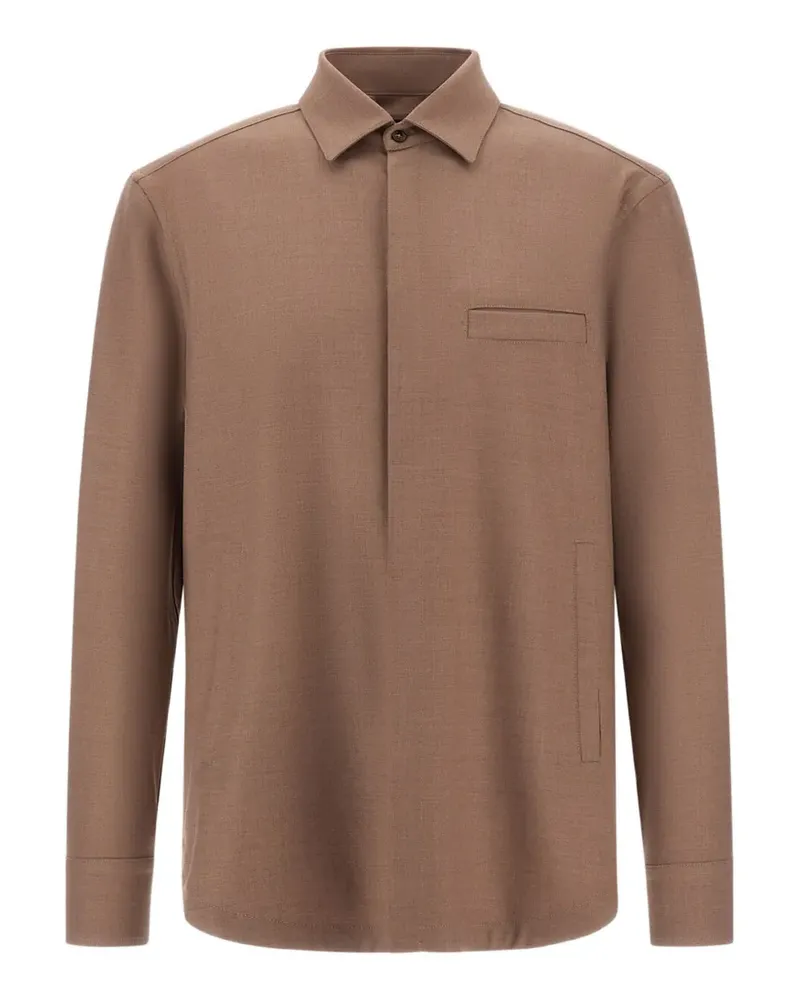 Herno Hemd mit Gabardine-Struktur - Braun Braun
