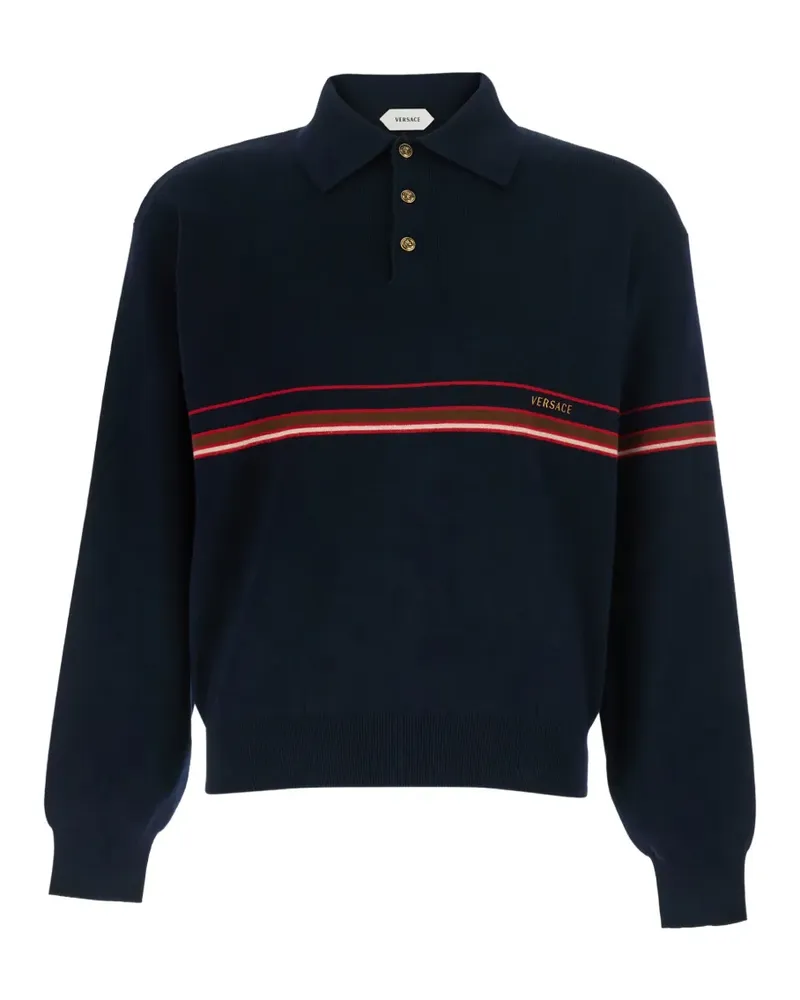 Versace Poloshirt mit Streifendetail - Blau Blau