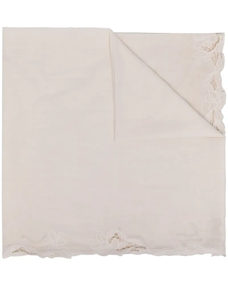 Faliero Sarti Schal mit Spitze - Weiß Weiß