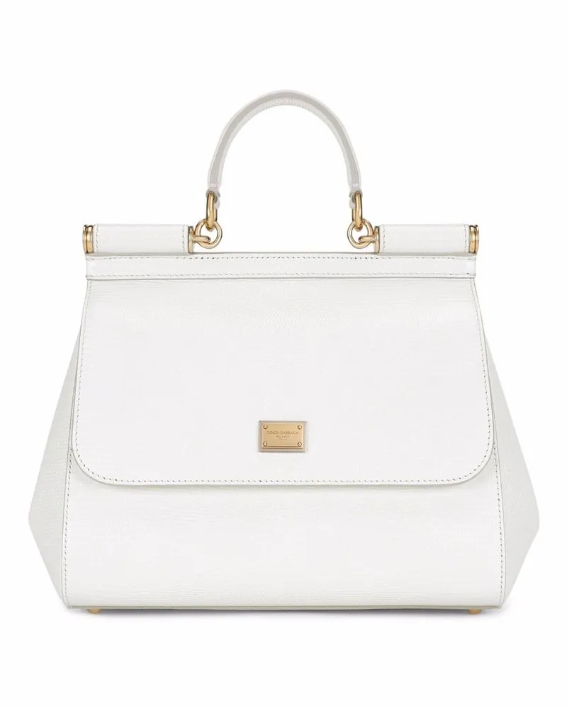 Dolce & Gabbana Große Sicily Handtasche mit Leguan-Print - Weiß Weiß