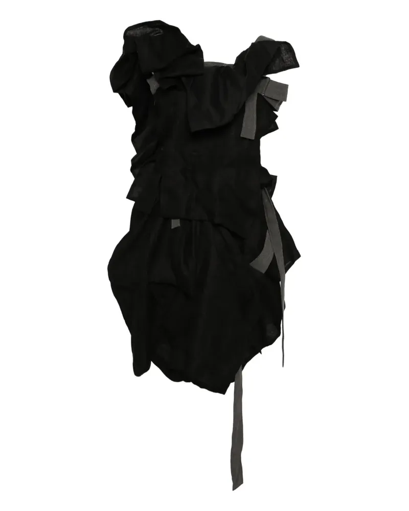 Yohji Yamamoto Drapiertes Leinenkleid - Schwarz Schwarz