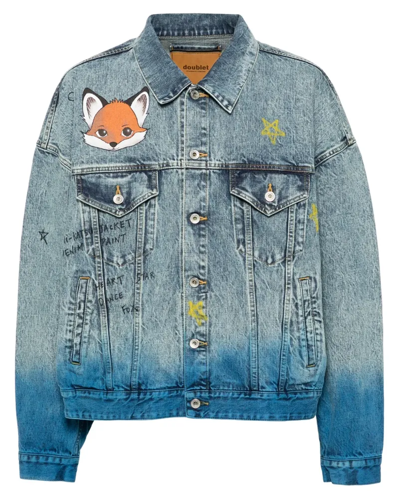 Doublet Jeansjacke mit Anime-Print - Blau Blau