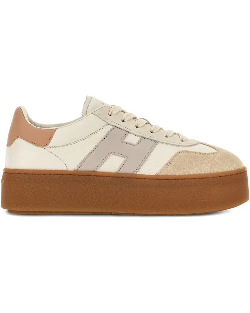 Hogan H698 leather platform sneakers - Nude Nude