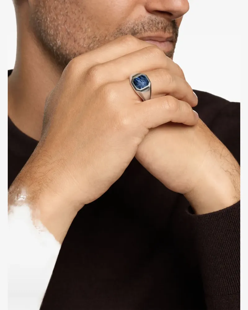 David Yurman sterling silver Streamline pietersite signet ring - Silber Silber