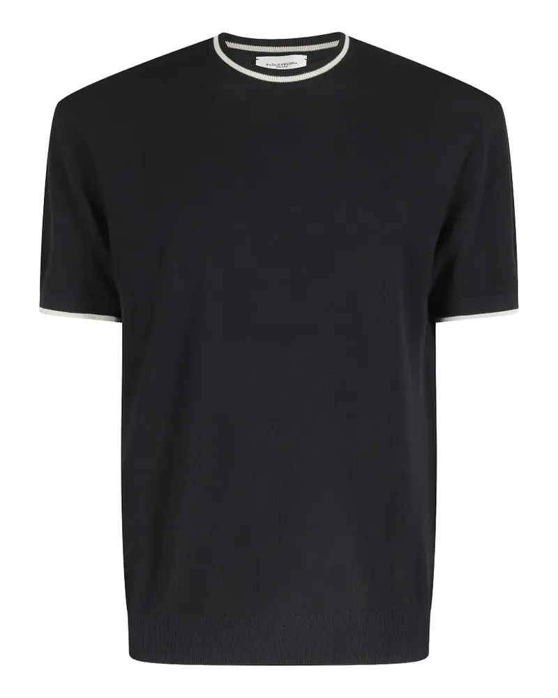 Paolo Pecora Milano stripe-trim short-sleeve top - Schwarz Schwarz