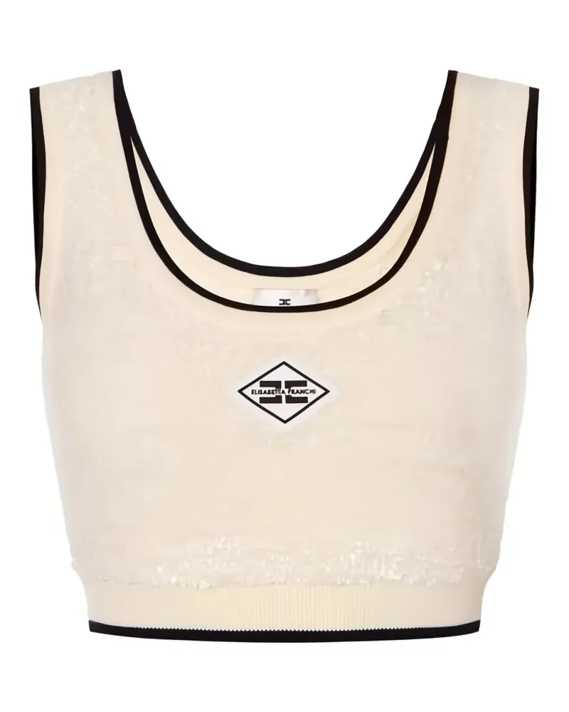 Elisabetta Franchi bouclé chenille crop top - Nude Nude