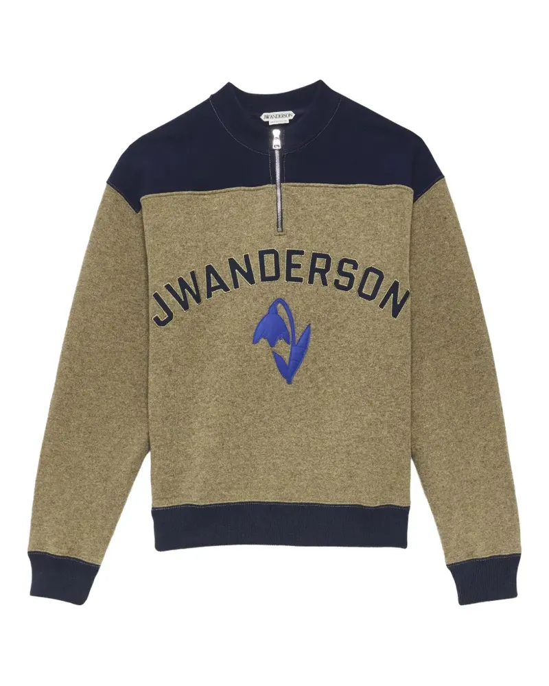 J.W.Anderson logo-embroidered half-zip sweater - Nude Nude