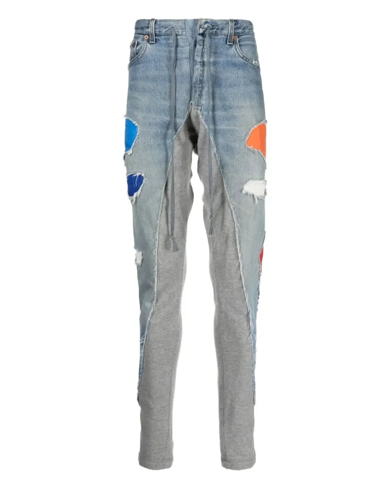 Greg Lauren Jeans-Jogginghose im Patchwork-Look - Blau Blau