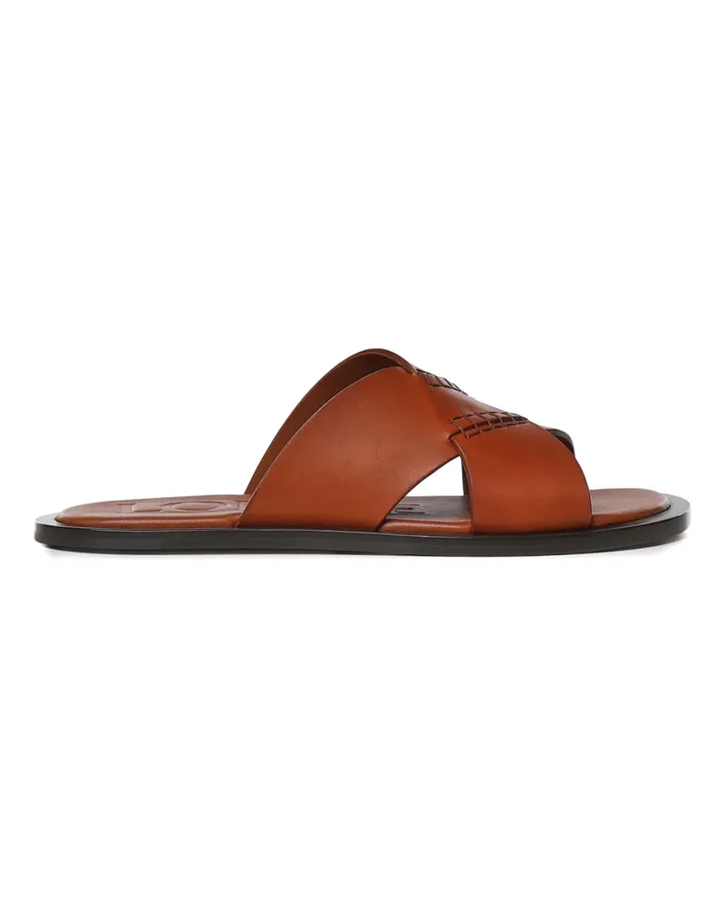 Loewe crossover-strap whipstitched sandals - Braun Braun