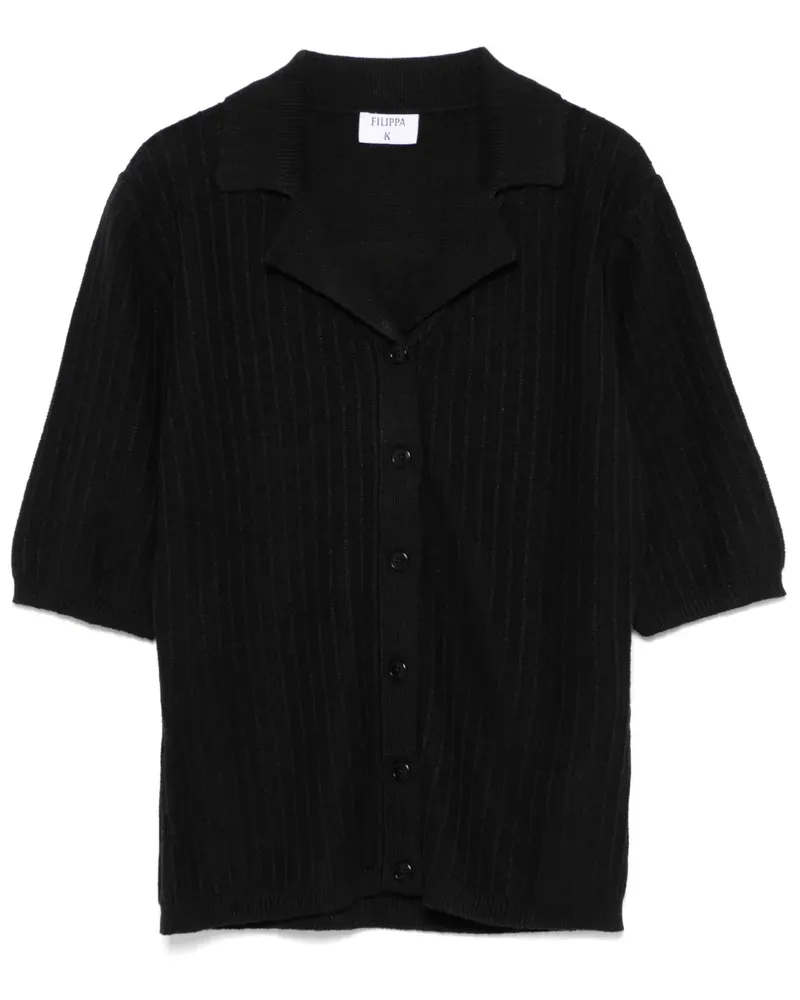 Filippa K Geripptes Hemd - Schwarz Schwarz