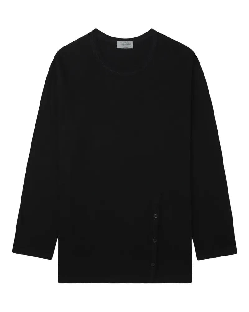 Yohji Yamamoto Langarmshirt mit Knopfleiste - Schwarz Schwarz