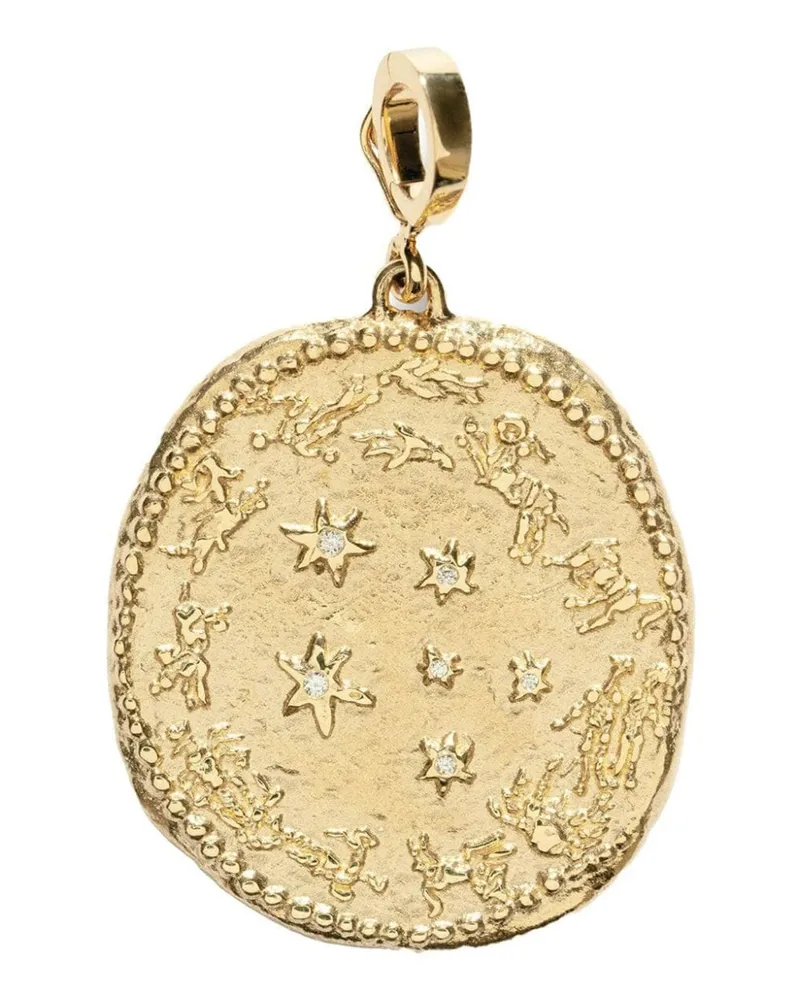 AZLEE 18kt Zodiac Gelbgoldanhänger mit Diamanten Gold