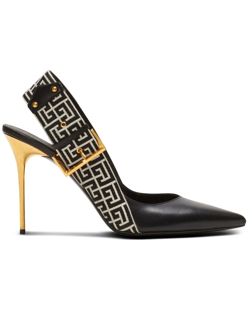 Balmain Slingback-Pumps mit Monogramm - Schwarz Schwarz